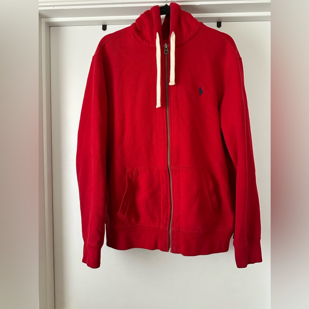 Ralph Lauren Polo Zippered Hoodie Men Sz XL Red